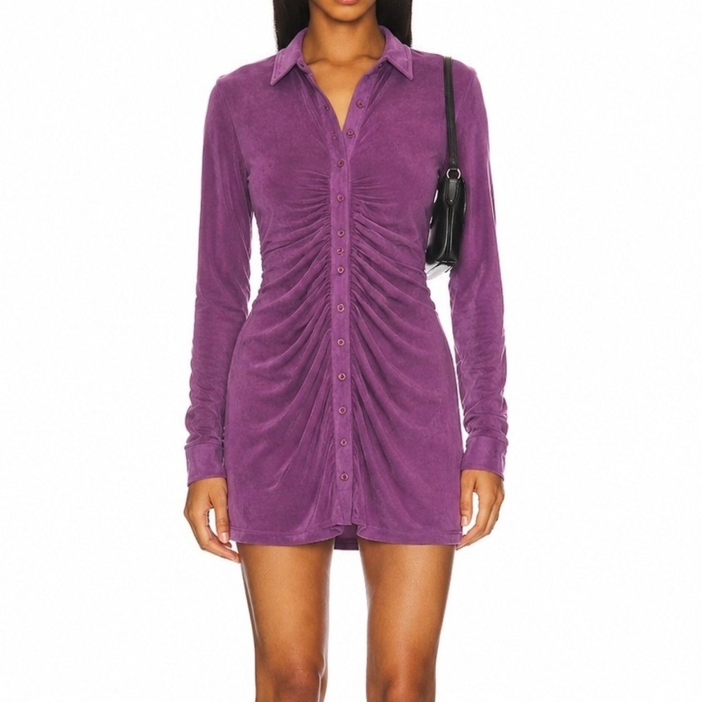 With Jean Andy Mini Dress Violetta Long Sleeve Ruched Size Small